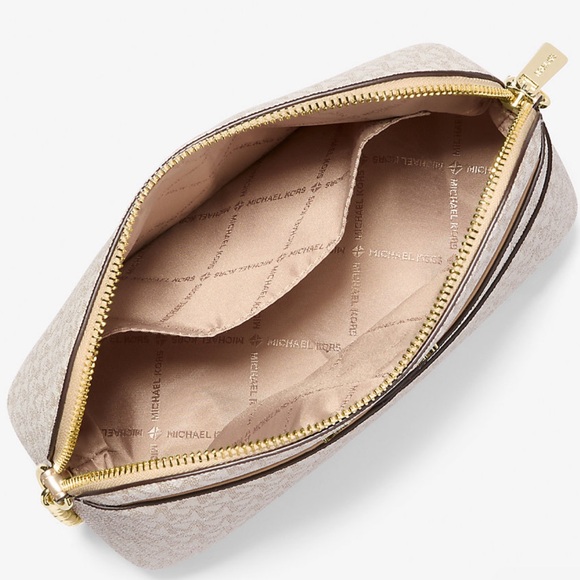 Michael Kors Jet Set Travel Medium Metallic Signature Logo Dome Crossbody Satchl - Picture 2 of 16